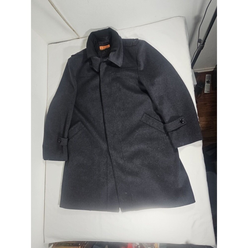 Enzo Tovare PeaCoat Mens Kamran Zippered Peacoat Gray Wool Blend Italy XXL
